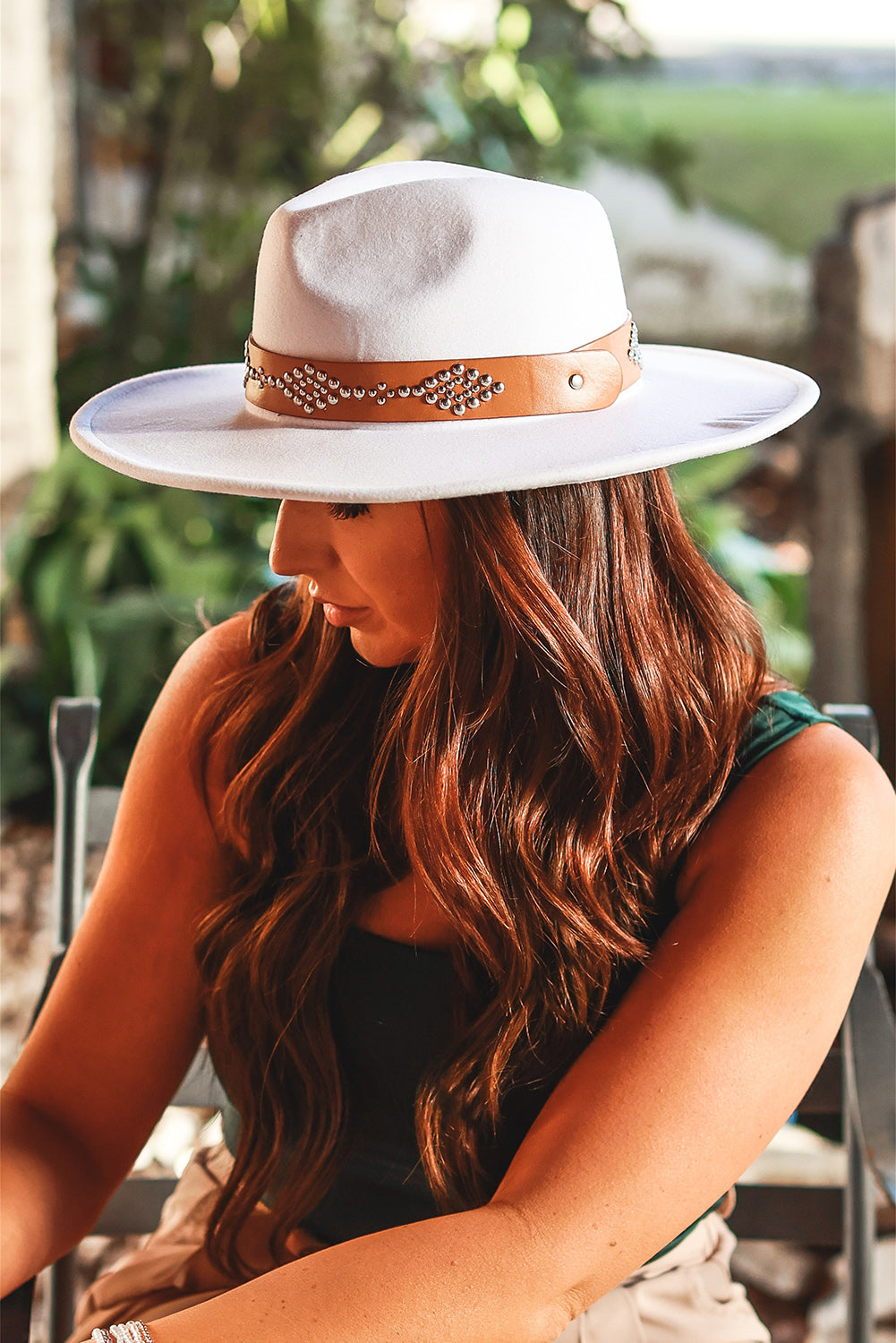 White Studded Panama Hat