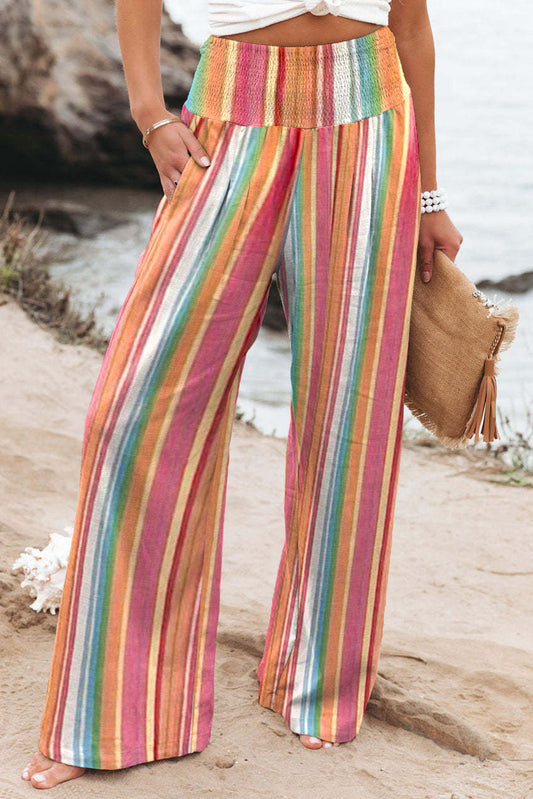 Multicolor Striped High Waist Wide Pants
