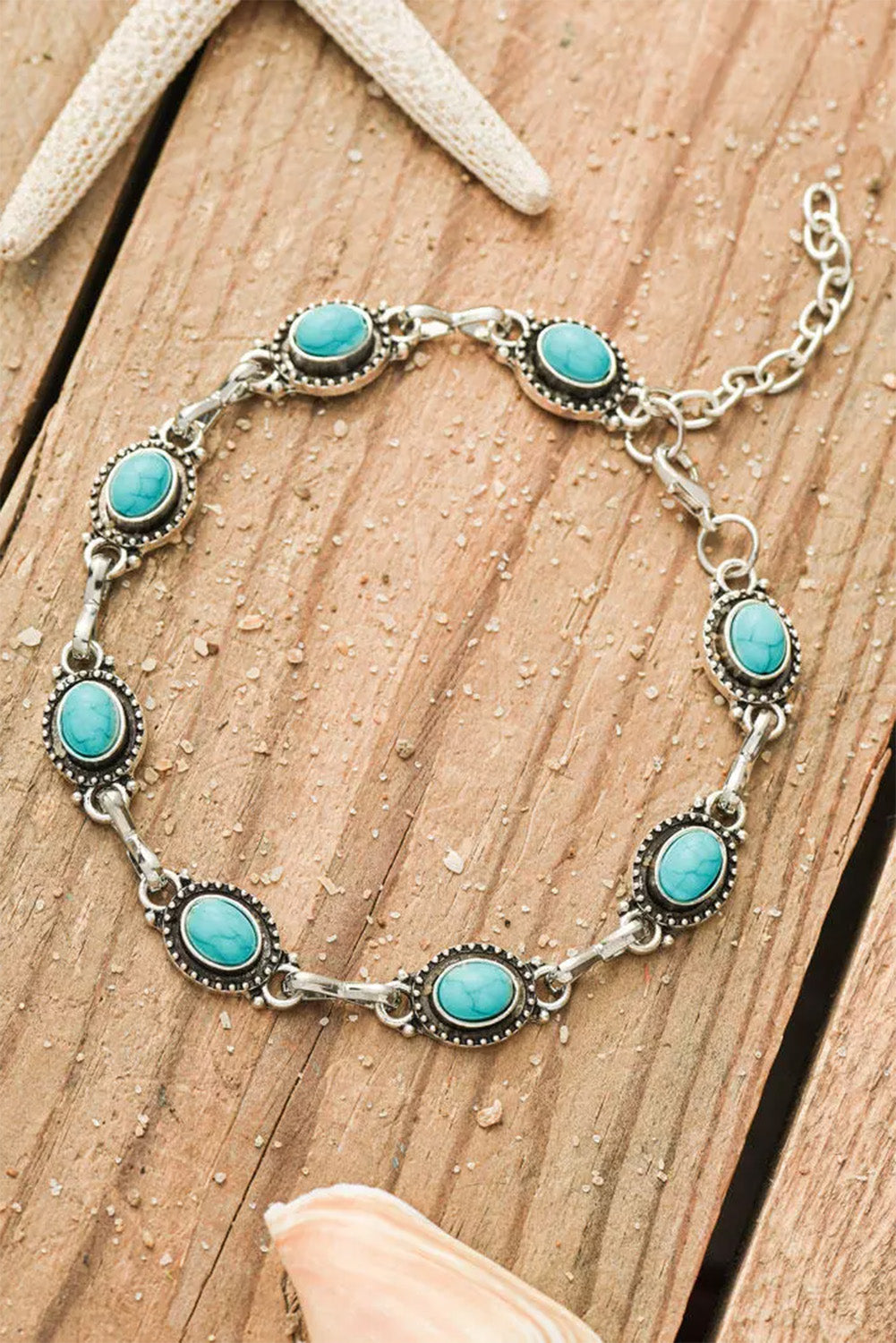 Silver Bohemian Turquoise Anklet