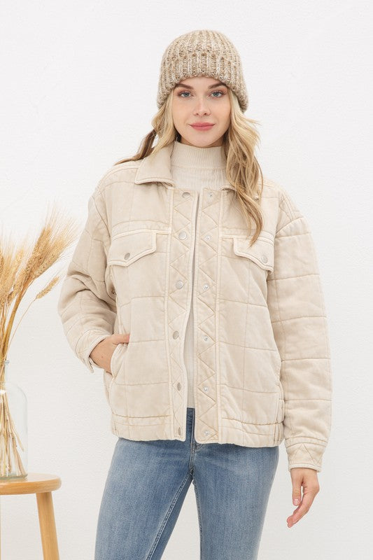 Garment Stone Washed Quilted Jacket
