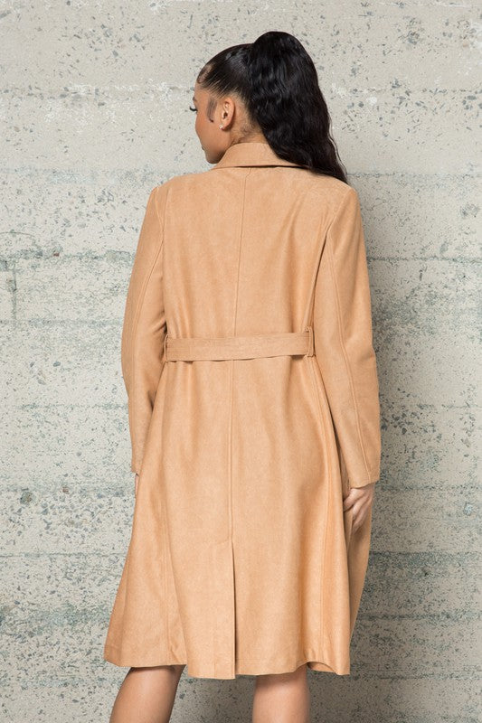 BUTTON UP TRENCH COAT WITH BELT