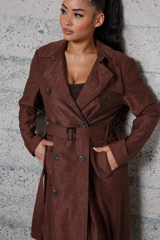BUTTON UP TRENCH COAT WITH BELT