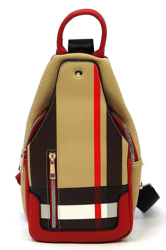 Plaid Check Sling Backpack