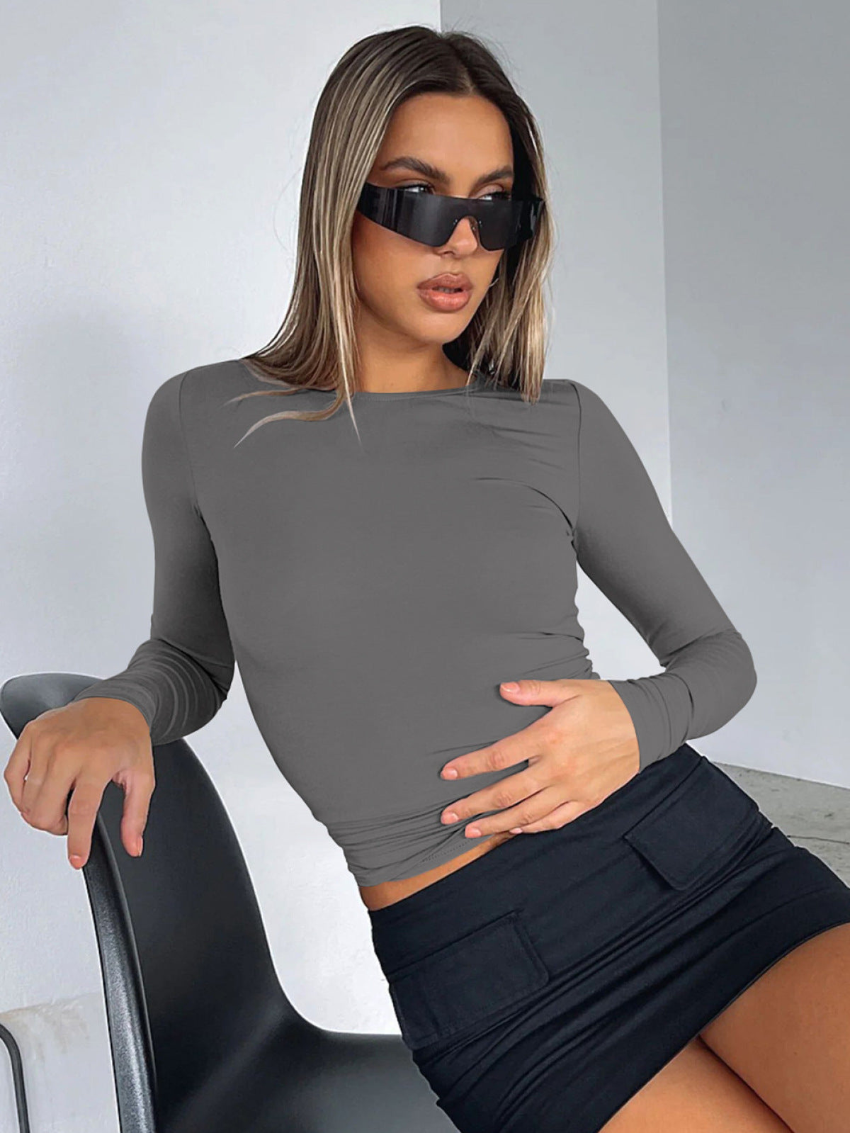 Solid Slim Fit Long Sleeve T-Shirt
