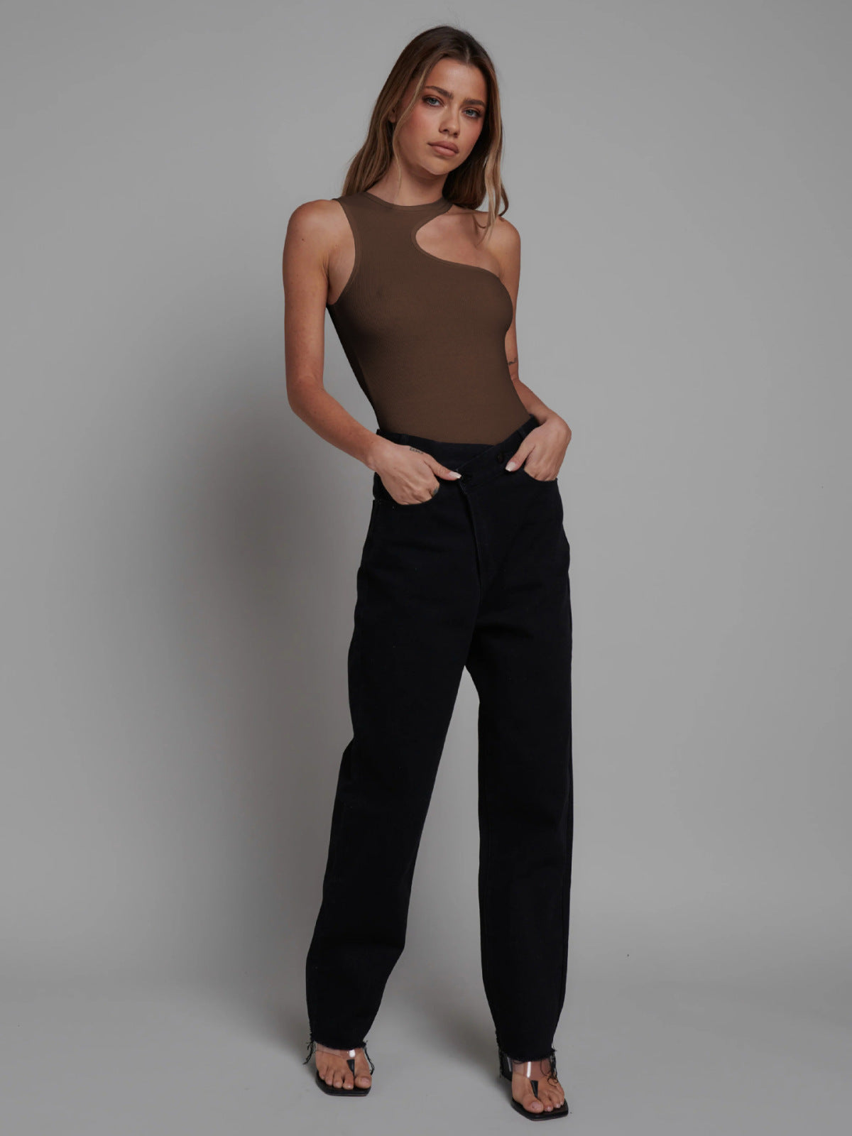 Solid Ribbed Knit Sleeveless Bodysuit