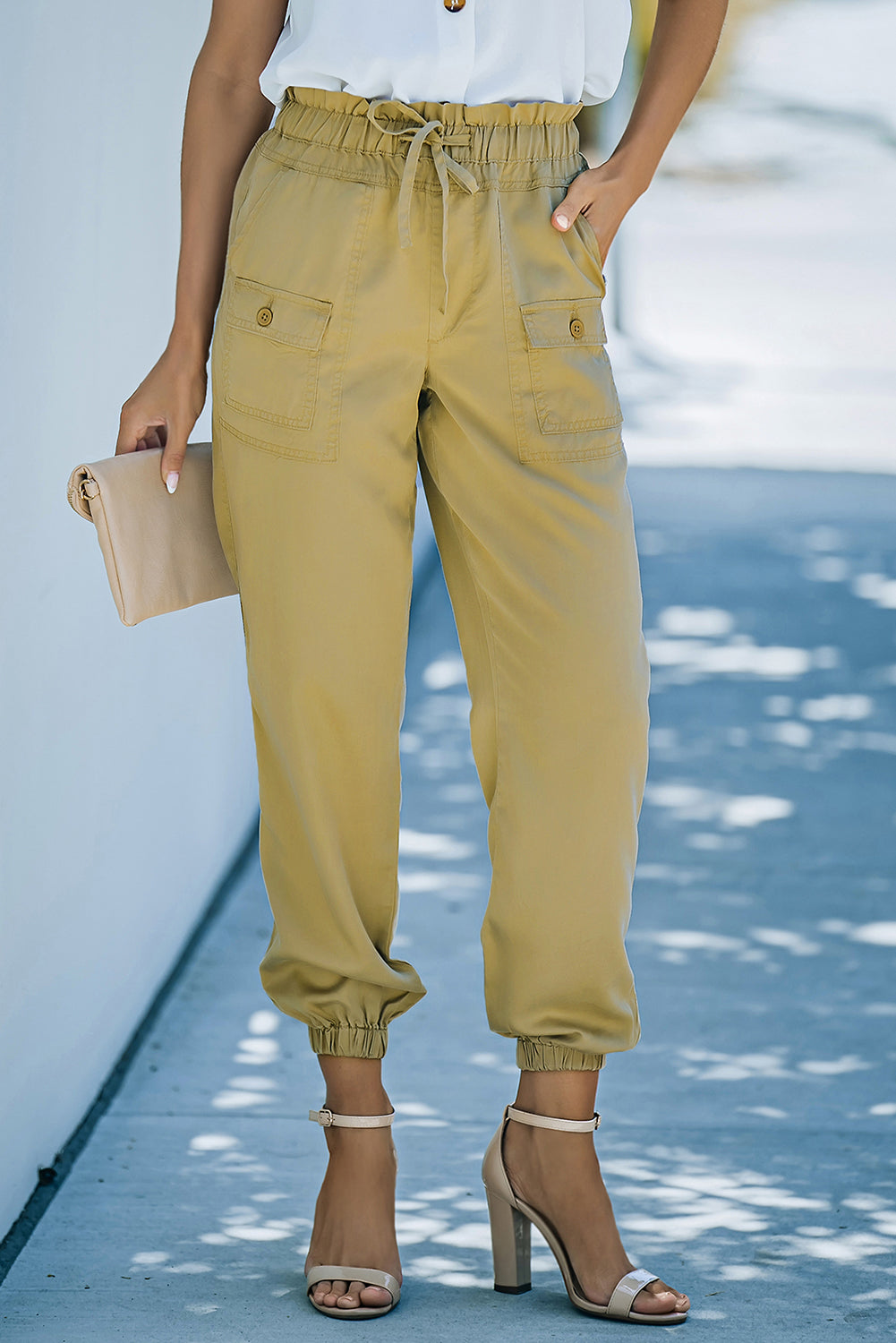 Paperbag Waist Joggers with Pockets - Love Me