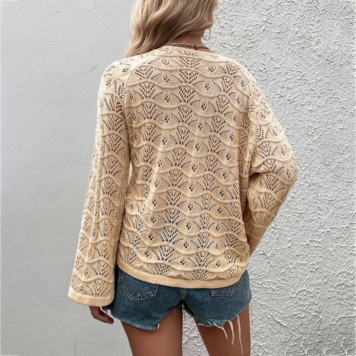 Cut Out Drawstring One-Shoulder Knitted Sweater
