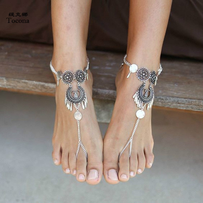 Jewelry Tassel Barefoot Sandals - Love Me
