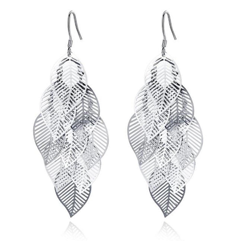 Sparkling Silver Leaves 925 sterling silver Earrings - Love Me