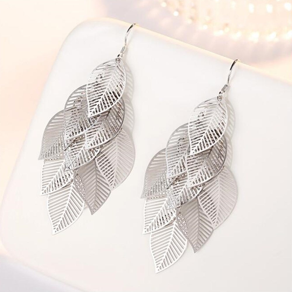 Sparkling Silver Leaves 925 sterling silver Earrings - Love Me